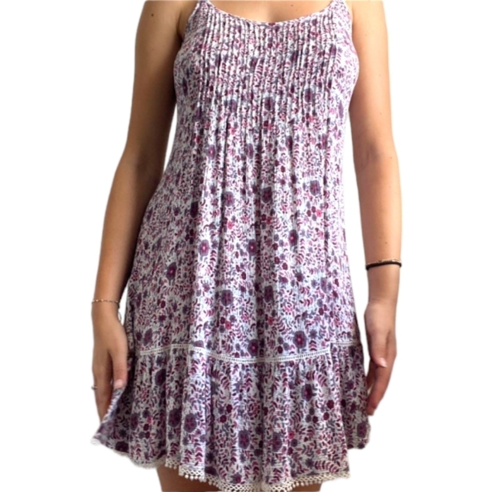 American Eagle Womens Floral Sun DressWith Lace Detail and Adjustable Straps S